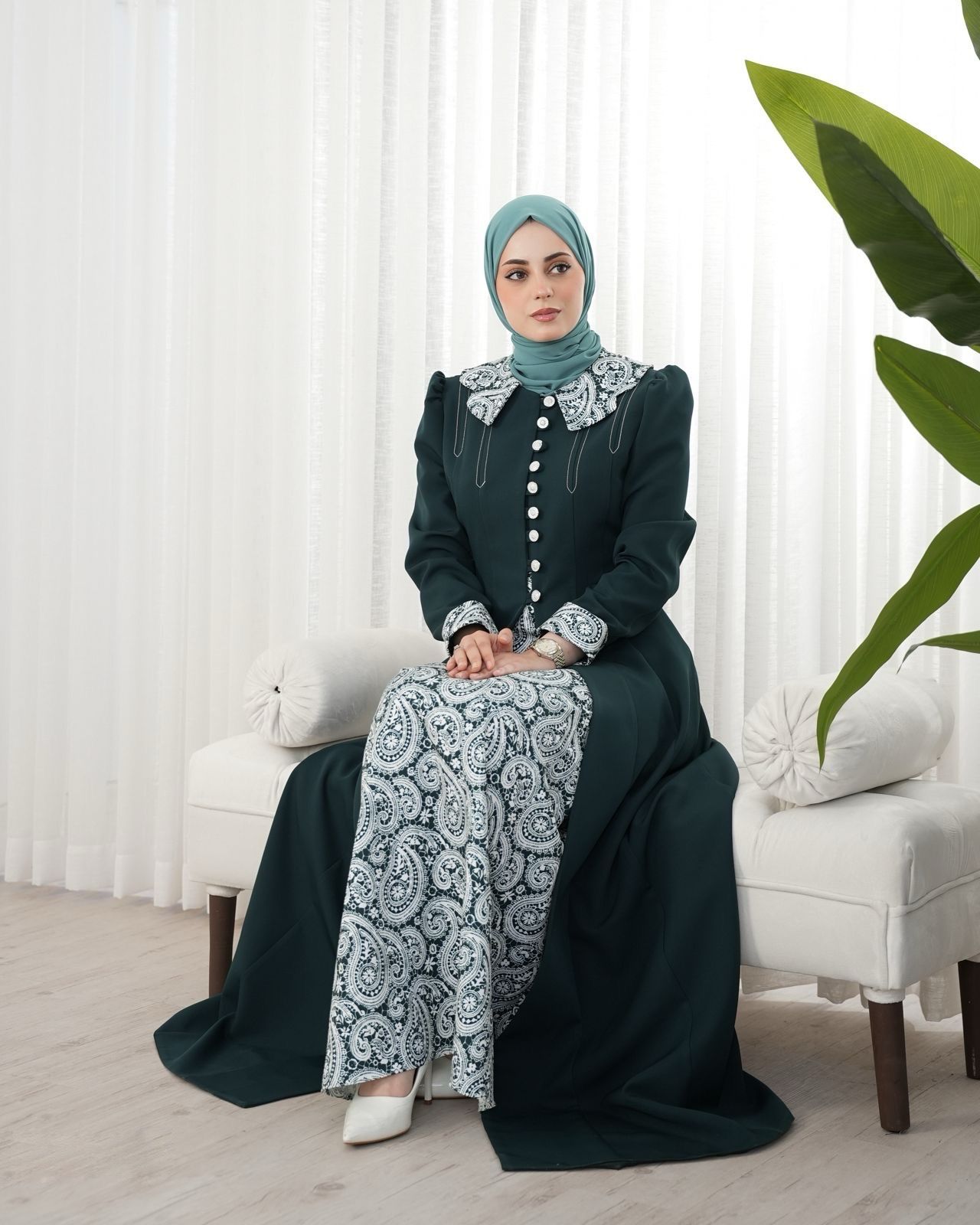 ivory grace jilbab Elegant Paisley Set