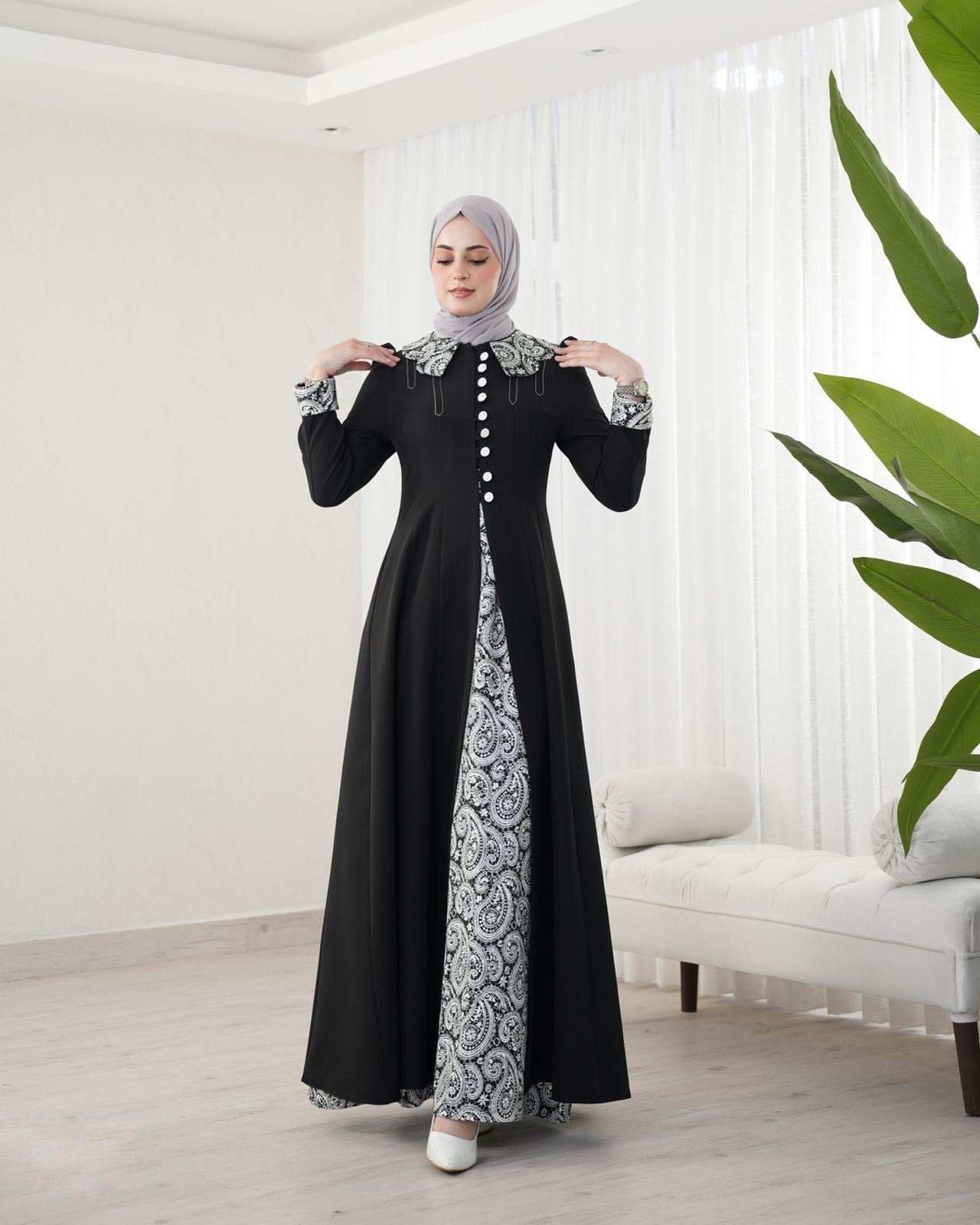 ivory grace jilbab Elegant Paisley Set